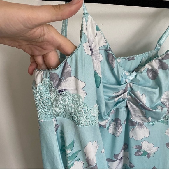LA vie en rose Lingerie PJ Floral Dainty Dress in Light Baby Blue • M Medium - Picture 3 of 7